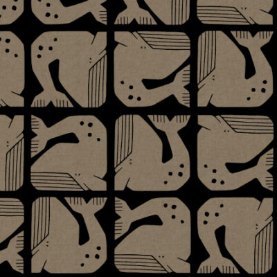 Grumpy Whale  Black Unbleached Canvas