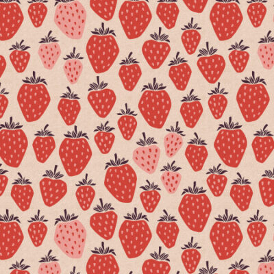 Queen Of Berries  True Red Unbleached Canvas