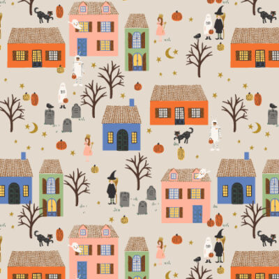 Halloween Night  Linen/Gold Metallic