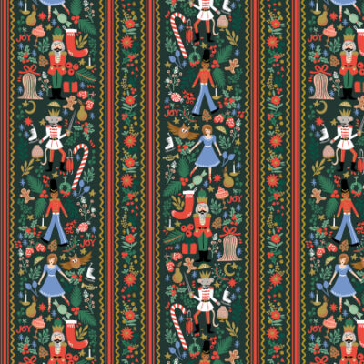 Holly Jolly Nutcracker  Evergreen/Gold Metallic
