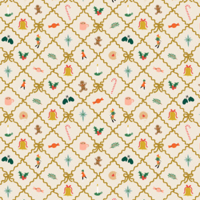 Holiday Argyle  Cream/Gold Metallic
