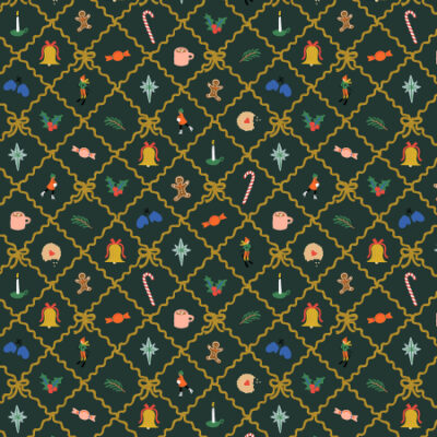 Holiday Argyle  Evergreen/Gold Metallic