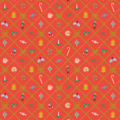 Holiday Argyle  Red/Gold Metallic