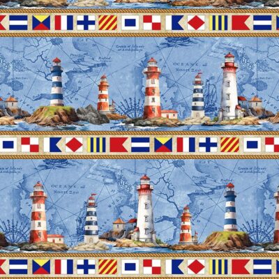 Lighthouse 11" Stripes  Nautical
